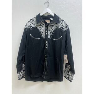 Scully Black Shirt with White Embroidery